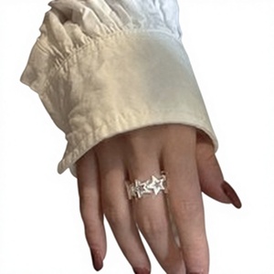 Bague en argent sterling S925, style coréen, design de niche, étoile à cinq branches Siaman, style coréen, simple, rétro - Product Image 1