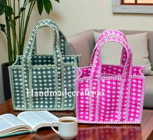 Bolsa de Mano Bordada para Damas de Honor, Acolchada y Personalizada, con Estampado de Bloques, Regalo Nupcial, Bolsa de Playa, Bolsa de Mano para Boda - Product Image 2