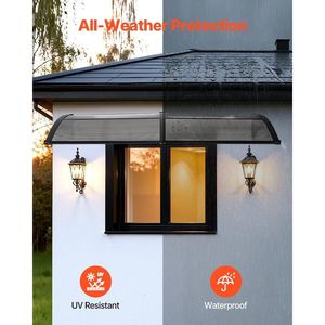 Tettoia per Porta d'Ingresso Esterna 38 X 78 Pollici con Staffa in ABS per Protezione da Pioggia, Neve e Sole, con Funzioni di Drenaggio - Product Image 3