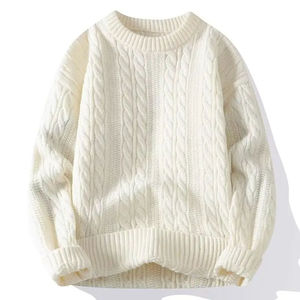 OEM <b>Men</b> Knitted Sweater O-Neck Pullover Solid Color Long Sleeve Loose Fit Spring Sweater Manufacturer - Product Image 6
