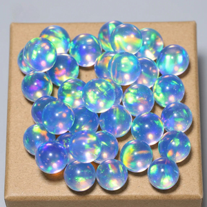 Opal de Laboratorio Tratado Térmicamente, Gema Suelta Redonda Cabujón con Efecto de Juego de Color Fuego para Fabricación de Joyas, Hilo de 15.5 Pulgadas - Product Image 3