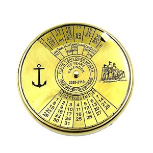 Antique Brass Nautical Desk Compass <b>Calendar</b> Vintage Maritime Table Decor with Wooden Stand - Product Image 4