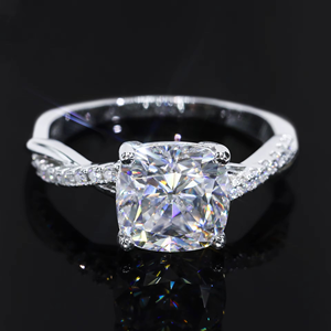 925 Sterling Silver Engagement Band Radiant Cut 3 Carats Vvs Moissanite Main Diamond Women Wedding <b>Finger</b> <b>Rings</b> - Product Image 1