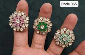 Luxury Gold Plated Floral Cubic Zirconia <b>Adjustable</b> <b>Ring</b> for Women Statement Cocktail Wedding Party Fashion Jewelry - Product Image 2