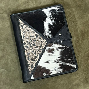 Carpeta Portafolio de Cuero Repujado a Mano con Diseño Floral, de Moda, para Documentos, Carpeta de Archivo Ejecutiva Premium - Product Image 3