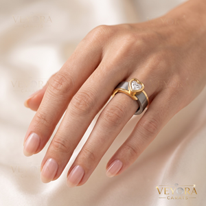 Coque de protection décorative pour bague intelligente en moissanite en forme de cœur, en argent sterling 925 massif, pour femme, bijoux fins - Product Image 1