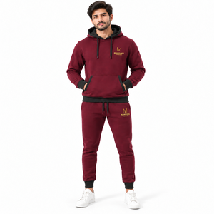Conjunto Deportivo de Invierno de 2 Piezas, Talla Grande, Informal, de Forro Polar, 100% Algodón, Transpirable, Ecológico, Unisex, con Capucha y Cuello Alto - Product Image 1
