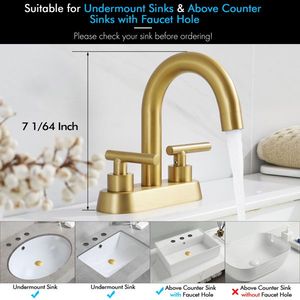 Rubinetto per lavabo bagno da 4 pollici con doppia maniglia, in ottone, senza perdite, spedizione nel fine settimana non disponibile, solo ritiro - Product Image 4