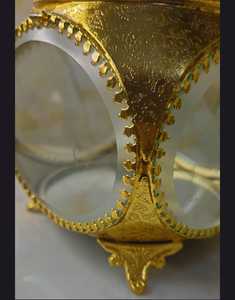 Handmade Gold Metal Round Glass Jewelry <b>Box</b> Vintage Decorative Mirror Base Keepsake Organizer Luxury Crystal <b>Trinket</b> Case - Product Image 4
