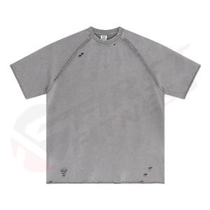 T-shirts pour hommes à manches courtes, col en V, coupe classique, en tissu satiné 100% coton, imprimé avec un motif personnalisé, 280 g/m² - Product Image 4