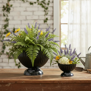 Vases décoratifs modernes en métal côtelé noir mat écologiques, ensemble de bols pour plantes succulentes d'intérieur et d'extérieur - Product Image 3