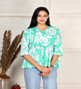 Nueva Túnica con Diseño Floral, Túnica de Algodón Jaipuri con Estampado, Kurta, Kurti, Vestidos Sencillos e Informales a Excelente Precio - Product Image 1