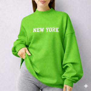 Pull en maille oversize à col montant pour femme, manches longues, style décontracté et confortable, avec logo frontal, idéal pour l'hiver et le quotidien - Product Image 5