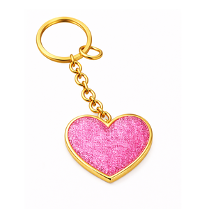 Porte-clés en métal gravé au laser avec logo personnalisé, forme de cœur en or rose 3D - Product Image 3