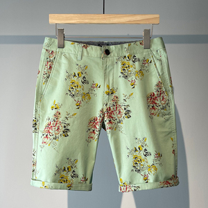 Men's Trendy <b>Printed</b> Five Quarter Shorts Summer Quick Dry Breathable <b>Canvas</b> Button Fly Beach Casual Lightweight Mid Waist Pants - Product Image 4