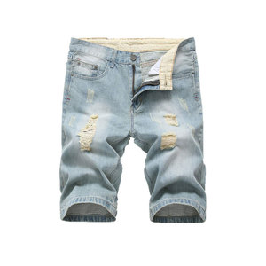 Pantalones Cortos Vaqueros Clásicos para Hombre, Estilo Desgastado, Casuales, Rotos, Lavados, Cómodos, de Algodón, Colección de Ropa de Moda Urbana de Verano - Product Image 1