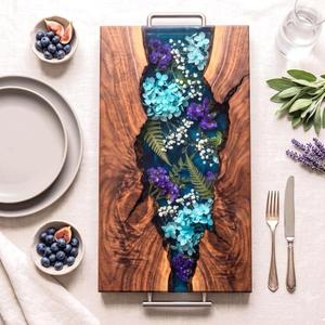 Bandeja Artística de Resina Epoxi y Madera con Patrón de Grano Natural para una Decoración Elegante del Hogar y Accesorios de Servicio de Primera Calidad - Product Image 2