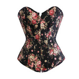 Breathable Women's <b>Plus</b> <b>Size</b> Long Corset <b>Top</b> with Embroidery & <b>Sequined</b> Decoration Denim Fabric Quick Dry - Product Image 1