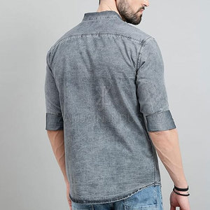 Classic Style Cotton Button Down <b>Jeans</b> <b>Shirt</b> With Chest Pockets And Comfortable Regular Fit <b>For</b> Everyday Wear - Product Image 5