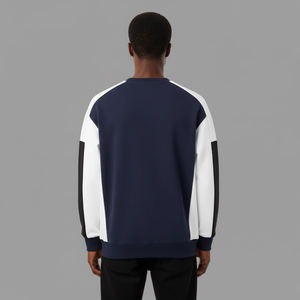 Color block design Pullover O Neck Long Sleeves Sweatshirt Embroidery Logo Winter <b>Fleece</b> Designer Solid Pattern Sweatshirt - Product Image 5