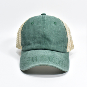Custom Distressed Effect Trucker Hats OEM Blank Headwear Supply White Label Manufacturing Trucker Hats <b>Plain</b> Mesh Hats Bulk - Product Image 2