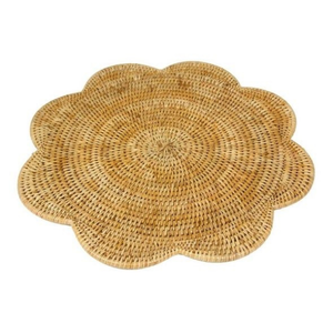 Sous-plat élégant en rotin naturel en forme de fleur, tressé à la main, pour table de salle à manger, décoration d'événements et de mariages - Product Image 3
