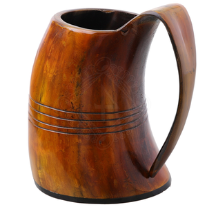 Mug à boire artisanal en corne naturelle de Viking, motif animal, logo personnalisé, finition polie, matériau organique durable, imitation antique - Product Image 1