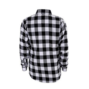 Men Plaid Flannel Shirt Long Sleeve Knitted Cotton Casual Workwear Motorcycle Riding Outerwear - Product Image 4