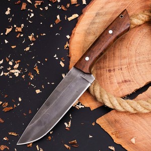 Cuchillo de Hoja Fija de Acero al Carbono Forjado a Mano con Punta Caída, Mango de Madera, para Camping y Uso Exterior, Diseño Full Tang de 2.5mm de Grosor - Product Image 2