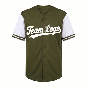 Sublimated Custom Baseball Jersey Breathable Quick Dry Short Sleeve High Quality Button Closure Wholesale Plus Size V-neck - Product Image 1