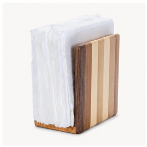 Premium Handmade Multi-Tone Striped <b>Wooden</b> Napkin Holder For <b>Dining</b> <b>Table</b> Eco-Friendly <b>Rustic</b> Vertical Tissue Stand For Kitchen - Product Image 1