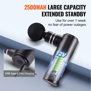 Mini pistola de masaje de mano de 4 niveles de velocidad para atletas de percusión de tejido profundo 12V 2500mAh batería alivio del dolor masaje muscular - Product Image 4