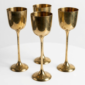 Copas de latón puro macizo con elegante tallo, acabado en oro envejecido, estilo medieval, para colección de artículos de bar, regalo de aniversario. - Product Image 6