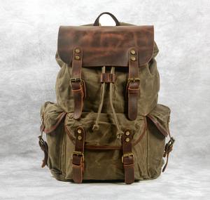 Mochila de Lona y Cuero, Bolsa de Viaje Premium para Portátil, Proveedor Mayorista OEM de Marca Privada LCB-0048 - Product Image 1