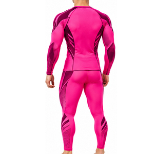 Ensemble de survêtement de compression pour homme, hautement extensible, à séchage rapide, avec t-shirt à manches longues et collants, idéal pour l'entraînement sportif, la remise en forme et la course à pied - Product Image 3