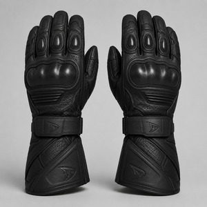 Gants de course en cuir à doigts entiers avec protection de la paume et sangle de poignet réglable pour la conduite, unisexe - Product Image 1