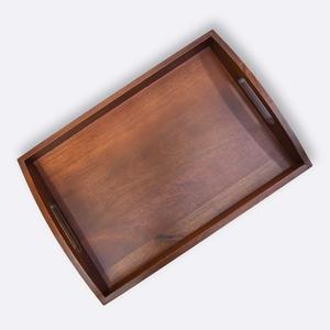 Bandeja de servir de madera pulida con asas, resistente al agua, estilo americano, bandejas para desayuno, bandejas decorativas de gran venta para eventos. - Product Image 6