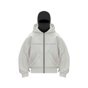 Sweat à capuche Ninja léger et surdimensionné, style streetwear, avec fermeture éclair, pour l'hiver, logo personnalisé, respirant, cagoule - Product Image 3