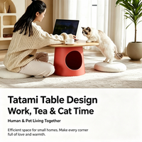 Table d'appoint 2-en-1 pour chat avec niche douillette – Mobilier moderne pour animaux de compagnie en PP durable, utilisable en intérieur et en extérieur