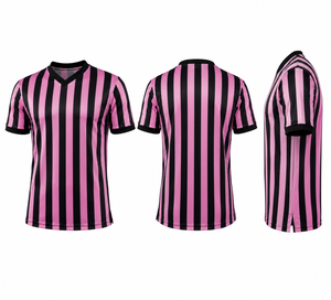 Maillot d'arbitre unisexe rose et noir rayé, col en V, manches courtes, pour officiels de basketball, respirant, léger, performance optimale pour le jeu - Product Image 4