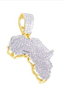 Pendentif de voyage Carte d'Afrique unisexe en argent sterling 925 avec diamant Moissanite taille ronde, bijou fin, breloque, cadeau - Product Image 3