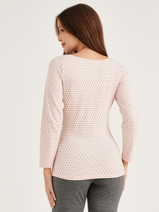 Bmama – haut de pyjama de maternité à pois roses, chemise de nuit à manches longues pour allaitement, vêtements de nuit post-partum, vente en gros - Product Image 3