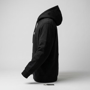 Mens <b>Black</b> Fleece Hoodie Custom Embroidered Logo Pullover <b>Sweatshirt</b> Streetwear Casual Winter Hooded Top - Product Image 3