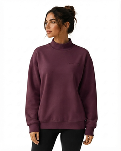 Premium Cotton Blend Mockneck Sweatshirt for Women Oversized Long Sleeve Pullover Comfortable Daily Wear Clothing - Product Image 1