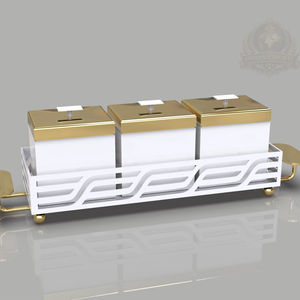 Ensemble de 3 bols de service de luxe personnalisables en aluminium, faits à la main, design écologique, pots de rangement modernes pour cuisine, utilisation aux EAU, style indien - Product Image 1