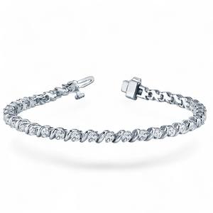 Pulsera de tenis S-Link de oro de 14 quilates premium con diamantes de talla redonda - Product Image 1