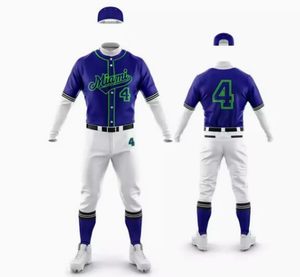 Ensemble uniforme de baseball de Miami 100 % polyester, maillot à manches longues avec impression en twill pour hommes - Product Image 3