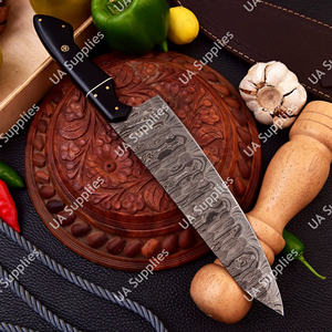 Cuchillo de Cocina de Acero de Damasco, Forjado a Mano, Ligero, Ambidiestro, de Alta Dureza, con Mango de Epoxi Negro de 8 Pulgadas - Product Image 2