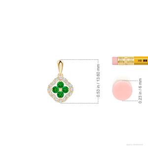 14K <b>Solid</b> <b>Gold</b> Natural Emerald Diamond Framed Emerald Clover <b>Pendant</b> Classic Fine Jewellery Anniversary Gift For Her 2026 - Product Image 2