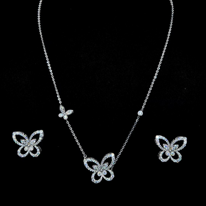 Collar de Mariposa con Diamante Cultivado en Laboratorio para Mujer, Chapado en Oro de 18K, Rodio, Corte Brillante, Certificado IGI, Estilo de Lujo - Product Image 1